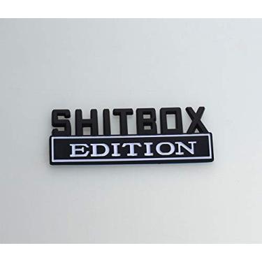 Imagem de 1 x SHITBOX EDITION emblema 3D decalque para-lama decalque carro caminhão substituição para Chevy Silverado 1500 2500 Chevrolet C10 C15 (preto e branco)