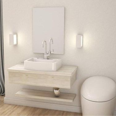 Imagem de Kit 2 Bancadas para Banheiro 80cm com Cuba Aria e Prateleira 805w Metr