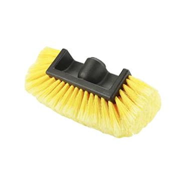 Imagem de QWORK Escova de lavagem de carro, 1 peça de cabeça de escova de lavagem de carro de 25,4 cm com cerdas macias, para limpeza de decks, caminhões, carro, trailer, barcos, tapume doméstico, campista, amarelo