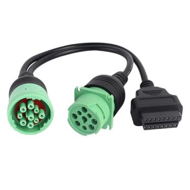 Imagem de FLYPIG J1939 para OBD2 9 pinos para divisor Y de 16 pinos tipo 2 plugue macho para fêmea para caminhão GPS ELD ferramenta de diagnóstico conversor adaptador de cabo Y