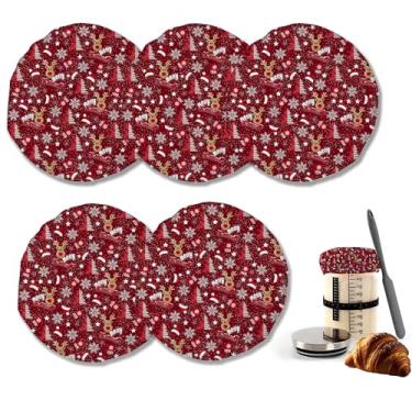 Imagem de Merry Christmas Cervo Sourdough Capas de Pano Iniciante Frascos ou Kombucha Kefir Fermentação Queijo Tampas de Tecido de Queijo, Adequado para Frascos de 7,6 a 10 cm, Pacote com 5