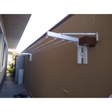 Imagem de Varal de parede muro móvel dobrável 4 cordas em alumínio - Varais Stor