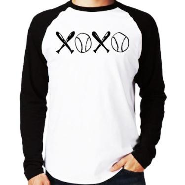 Imagem de Camiseta Raglan Xoxo Baseball Manga Longa - Foca na Moda, Branco, Pret