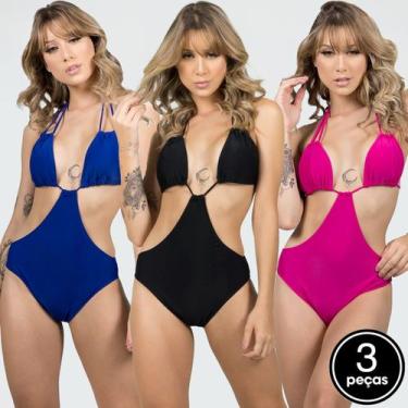 Imagem de Kit 3 Maiôs Engana Mamãe  Brenda Liso - Bella Fiore Modas, P, Sortido,