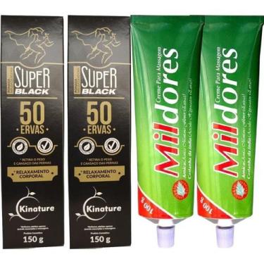 Imagem de Kit 2 Pomada 50 Ervas 150g + 2 Creme Para Massagem Mil Dores - Bio Ins