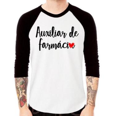 Imagem de Camiseta Raglan Auxiliar de Farmácia por Amor Manga 3/4 - Foca na Moda
