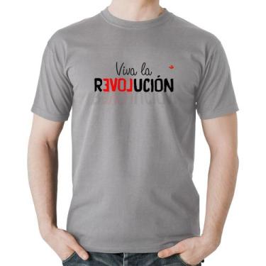 Imagem de Camiseta Algodão Viva la Revolución - Foca na Moda, Cinza, GG