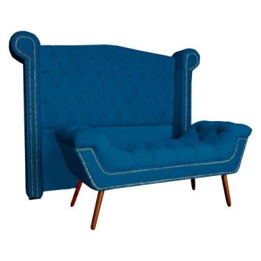 Imagem de Cabeceira E Recamier Ruby Para Cama Box King Size 195 Cm - Suede - Sv 