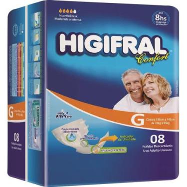 Imagem de Fralda Geriátrica Higifral Confort G 08 Unidades