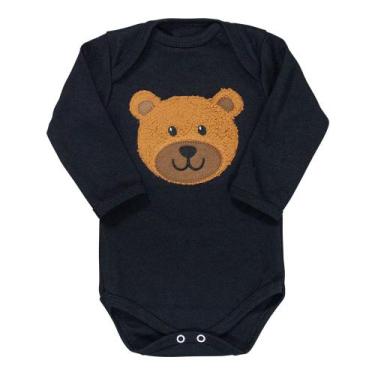 Imagem de Body para Bebê Menino Manga Longa Urso Preto - Era Uma Vez, 6-9M, Pret