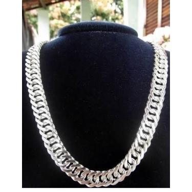 Imagem de Cordão prata Elos duplo 110 Grmaas 60 Cm 11 mm - Prata 950