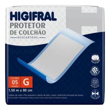 Imagem de Protetor de Colchão Lençol Absorvente Higifral Tamanho G com 5 unidade