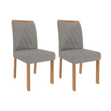 Imagem de Cadeira de Cozinha Juliana Wood Kit 2 Un Madeirado/Linho Grafite - Cimol