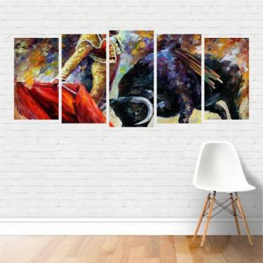 Imagem de Quadro Arte Abstrato Toureiro Touro Muleta Tourada Canvas - Plinplin