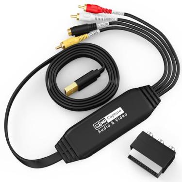 Imagem de Tihokile Dispositivo de placa de captura de vídeo USB, conversor de áudio e vídeo para RCA para USB-Converter VHS Mini DV VCR Hi8 DVD para conversor digital para PC TV Tape Player, filmadora, macho