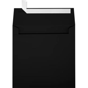Imagem de Envelopes para convites quadrados de papel LUX para cartões de 15 x 15 cm em preto meia-noite, envelopes para convites, com selo de destacar e pressionar, pacote com 50, tamanho envelope 16 x 16 cm (preto)