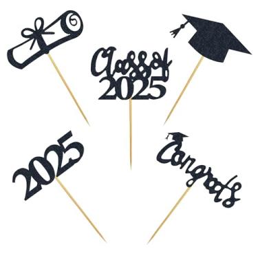 Imagem de 30 peças de topos de cupcake de formatura 2021 diploma topos de bolo para festas de formatura 5 estilos