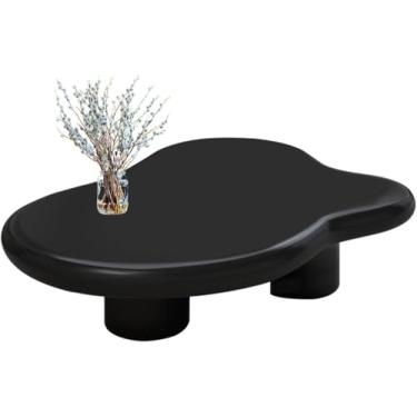 Imagem de Mesa de centro nuvem com design irregular - mesa de canto moderna para sala de estar, mesa lateral e mesa de coquetel - peça de mobiliário simples e elegante, preta, 100 x 69 x 40 cm