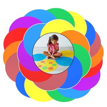 Imagem de XANADU Adesivos de piso de 15 cm, pontos apagáveis a seco para mesas de sala de aula - 32 peças - Multicolorido essencial para sala de aula, círculos de vinil autoadesivos apagáveis a seco para