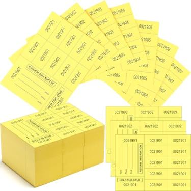 Imagem de Kosiz 300 folhas de sorteio de bilhetes para sorteio contêm este stub bilhetes de leilão chinês cesta bilhetes de sorteio para eventos silenciosos Prêmio escolar sala de aula (amarelo escuro, 10