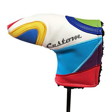 Imagem de Capa de cabeça estilo putter retrô Majek Golf Edição limitada, estilo de couro vintage, design moderno e colorido Groovy personalizado dos anos 70