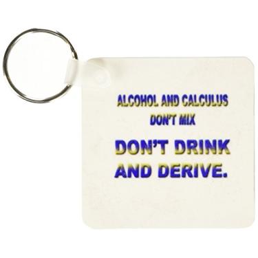 Imagem de 3dRose Álcool e cálculo não misturam não bebem e derivam - chaveiros, 5,7 x 11,4 cm, conjunto de 2 (kc_4321_1)