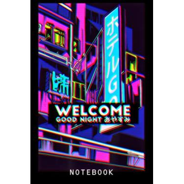 Imagem de Aesthetic Vaporwave Japan Style 80S 90S Tokyo Osaka Journal Notebook: Lined 6x9 120 Pages Notebook, Cute Anime Girl Diary Or Notepad For Sketching And Writing, Gift For All Anime Lovers