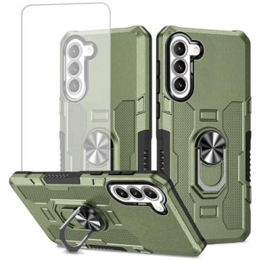 Imagem de Ueokeird Capa para Galaxy A16 5G, capa para Samsung A16 SM-A166B com protetor de tela de vidro temperado, proteção resistente com anel de metal suporte magnético capa de telefone para Samsung Galaxy