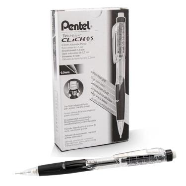 Imagem de Pentel Lapiseira Twist Erase Click, pacote com 12, (0,5 mm), cilindro transparente, cabo preto, caixa com 12 (PD275TA)