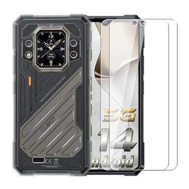 Imagem de WDMYLFTW Capa para Cubot Kingkong X + [2 unidades] Película protetora de tela de vidro temperado - Capa protetora de TPU (Poliuretano Termoplástico) à prova de choque de silicone transparente para