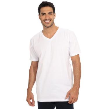 Imagem de Camiseta Masculina Anistia Algodão Decote V. Lisa Branca, Branco, G