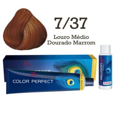 Imagem de Coloração Color Perfect 7/37 Louro Médio Dourado Marrom + Emulsão Oxi 