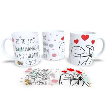 Imagem de Caneca de Porcelana Personalizada Bolinhas Frases Divertidas e Deboche (Eu te amo do tamanho da..)