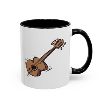 Imagem de Caneca de café com destaque musical - presente para músicos, amantes de café, presentes para amantes de bandas, utensílios de bebida de guitarra, design exclusivo de xícara