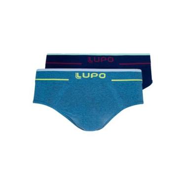 Imagem de Kit com 2 Cuecas Slip Lupo 624-003 Colorido, Azul marinho, GG