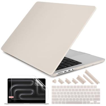 Imagem de DONGKE Compatível com capa M4 MacBook Pro de 14 polegadas 2024 2023 2021 A3112 A3401 A3185 M3 A2918 A2992 M2 A2779 M1 A2442 Pro Max com Touch ID, capa rígida de plástico com capa de teclado, pedra
