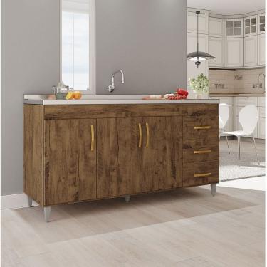 Imagem de Balcão Gabinete de Pia sem Tampo Luana 158cm X 80cm X 51cm Canela