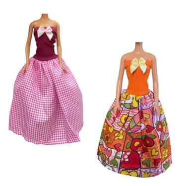 Imagem de Vestidos Longos Sortido Tecido Diversos Modelos Veste Boneca - BTYNA