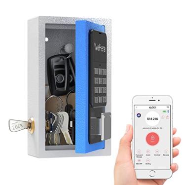 Imagem de WeHere Suporte de parede SAFEKey Lock Box para chave de casa, desbloqueio de código OTP/APP/fixo, cofre externo para chaves para corretores de imóveis, férias, garagem, loja