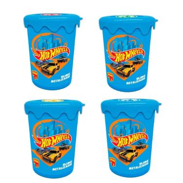 Imagem de Slime Gelelé Hot Wheels Metalizado Kit 4 Potes De 180g Cada