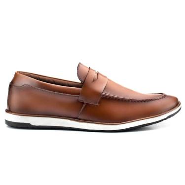 Imagem de Sapato Loafer Masculino Social Sem Cadarço Mocassim Slip On Resistente Confortável (Caramelo, BR, Adulto, Numérico, 37)