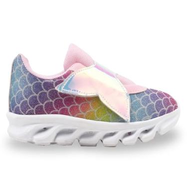Imagem de Light - Light Up Toddler Shoes Mermaid Character - Tênis infantil de LED para meninas, fácil de colocar, tênis infantil para meninas, sem cadarço, rosa, 15