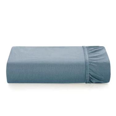 Imagem de Lençol King c/ Elástico Bossa 300 Fios 100% Algodão Karsten, Azul Índi