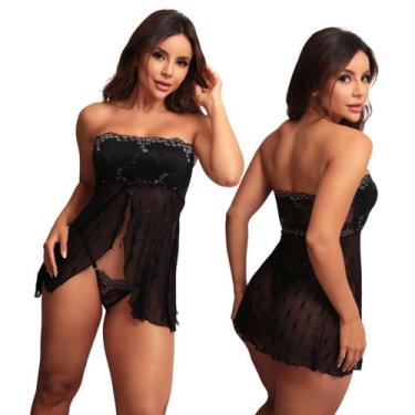 Imagem de Camisola Sensual Renda sem alça com Bojo e Calcinha Fio - Isysser, G, 