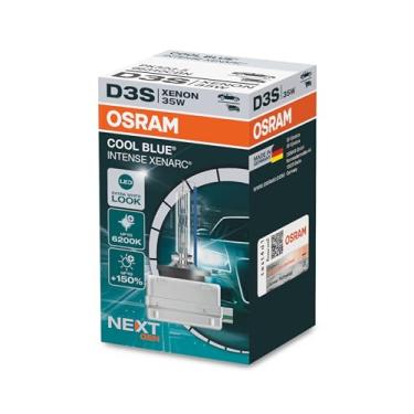 Imagem de OSRAM XENARC Cool Blue Intense D3S, 150% mais brilho, até 6.200 K, lâmpada de farol de xenônio, visual de LED, caixa dobrável (1 lâmpada) 1 peça, 66340CBN
