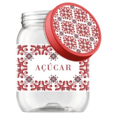 Imagem de Pote Decorado Porta Mantimento Pote Plástico Organizador De Cozinha Com Tampa Rosca (Açúcar)