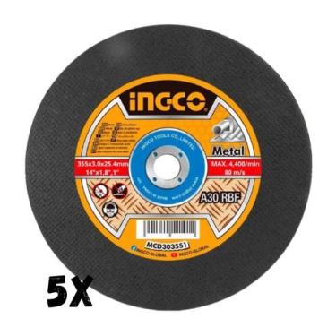 Imagem de Kit 5 unidades - ingco disco de corte para metal 14 pol (355mm x 3.0mm