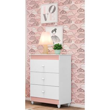 Imagem de Cômoda Ternura 3 Gavetas infantil Branca/rosa - Peternella Móveis