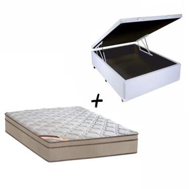 Imagem de Cama Box Com Baú Casal Branco + Colchão Molas Castor Revolution Tecnopedic 138x188