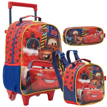 Imagem de Kit Mochila Rodinhas Lancheira Estojo carros disney X1